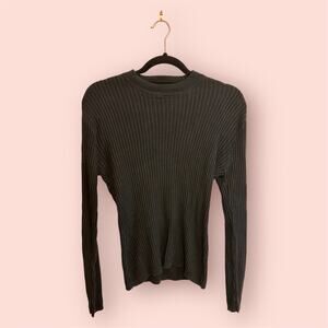 Ann Taylor Black Ribbed Turtleneck Sweater 100% Silk